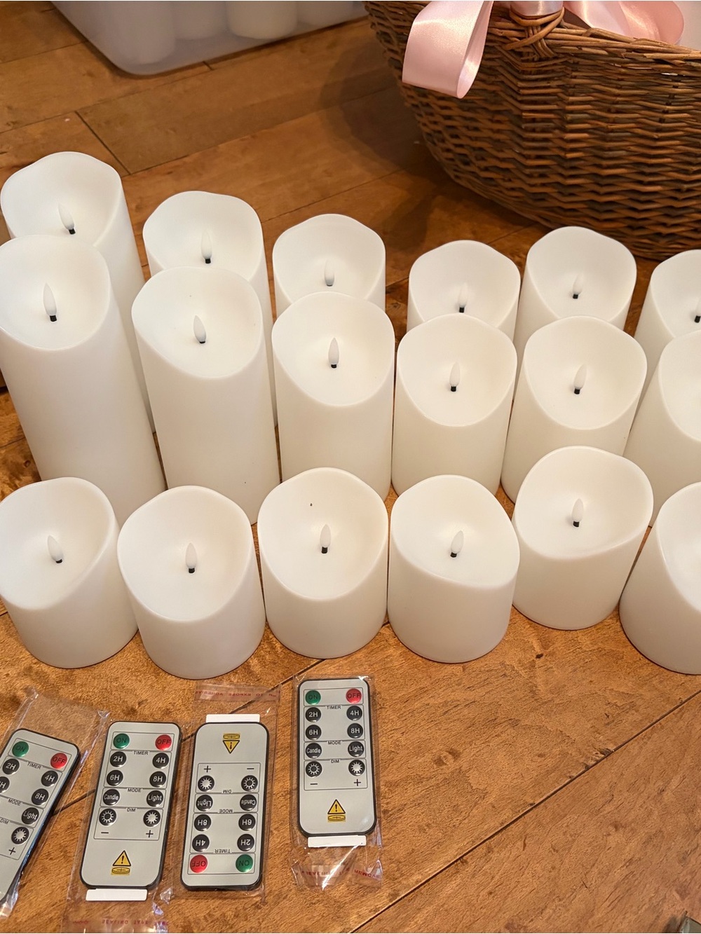 2 sets of 9 -LED Flameless Pillar Candles with remotes - White